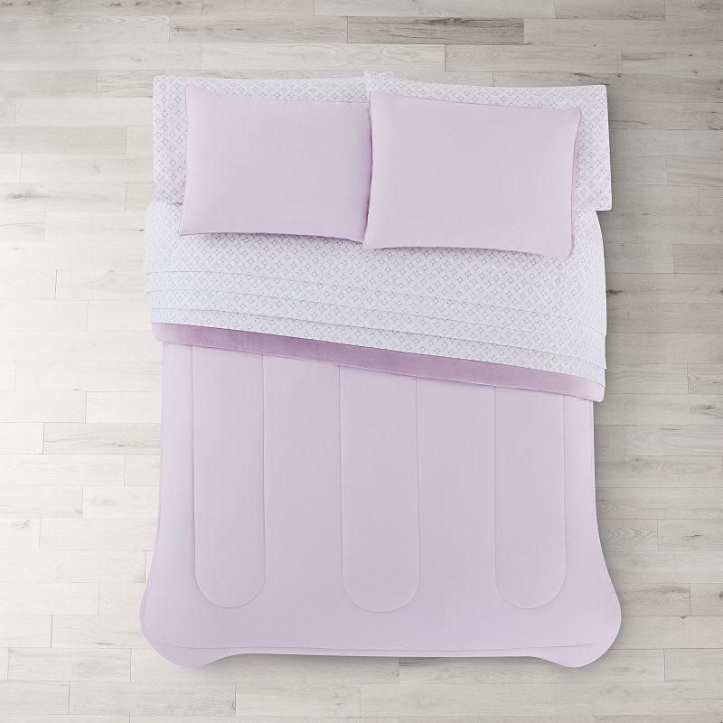 The Big One? Lavender Plush Reversible Comforter Set with Sheets