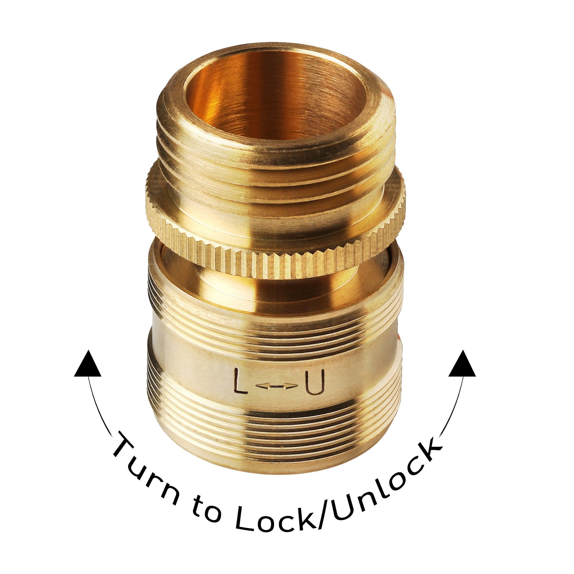 Garden Hose Quick Connect Fittings. Lead Free with Lock by Gorilla Easy Connect. ¾ Inch GHT Solid Brass. (1-PACK)