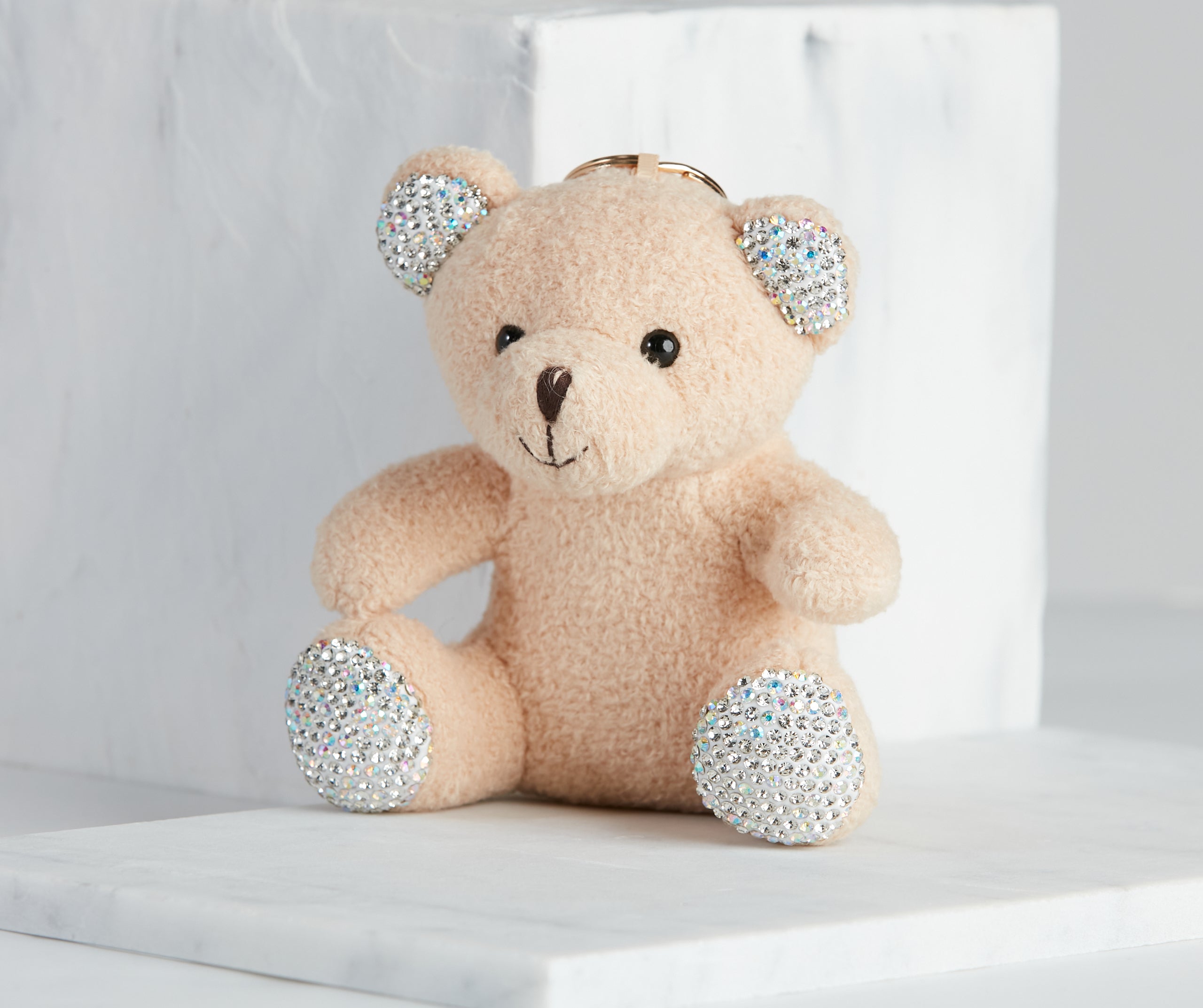 Rhinestone Plush Teddy Bear Keychain