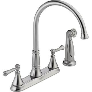 Delta Cassidy 2-Handle Standard Kitchen Faucet with Side Sprayer in Arctic Stainless 2497LF-AR