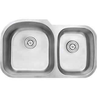 Ruvati 34 in. Double Bowl 6040 Undermount 16-Gauge Stainless Steel Kitchen Sink - Left Configuration RVM4600