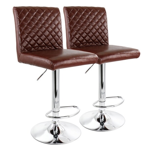 Elama 2 Piece Adjustable Tufted Faux Leather Bar Stool - 2 Piece Set