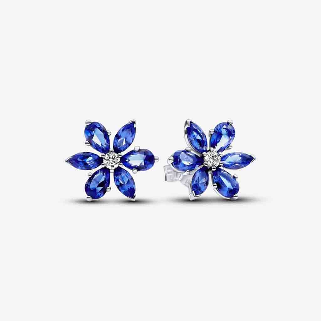 PANDORA  Sparkling Blue Herbarium Cluster Stud Earrings