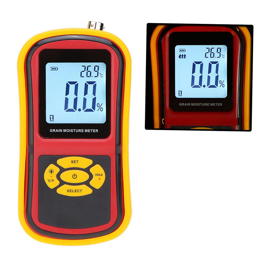 Gm640 Portable Digital Grain Moisture Meter With Measuring Probe Lcd Display Tester For Corn Wheat Rice Bean Wheat Hygrometer No.233403