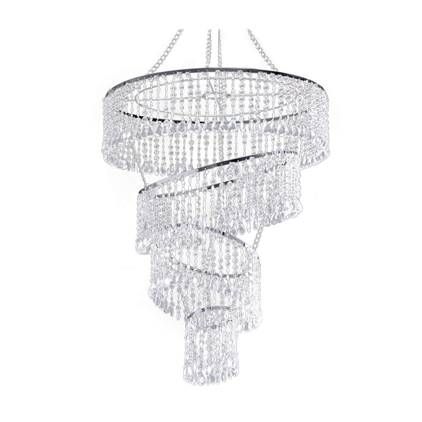 4-Tier Acrylic Diamond Crystal Chandelier Hanging Pendant Lighting Chandelier 24