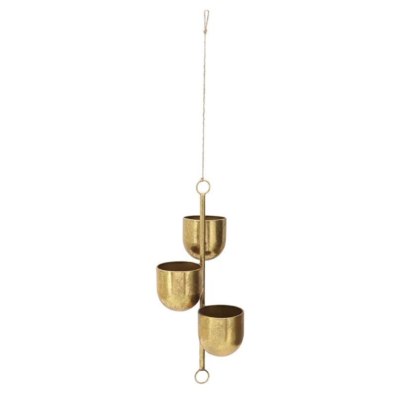 Indoor Decoration Gold Plated Wall Hanging Planter New Arrival Wall Mounted Metal Planter   Pots Supplies From India