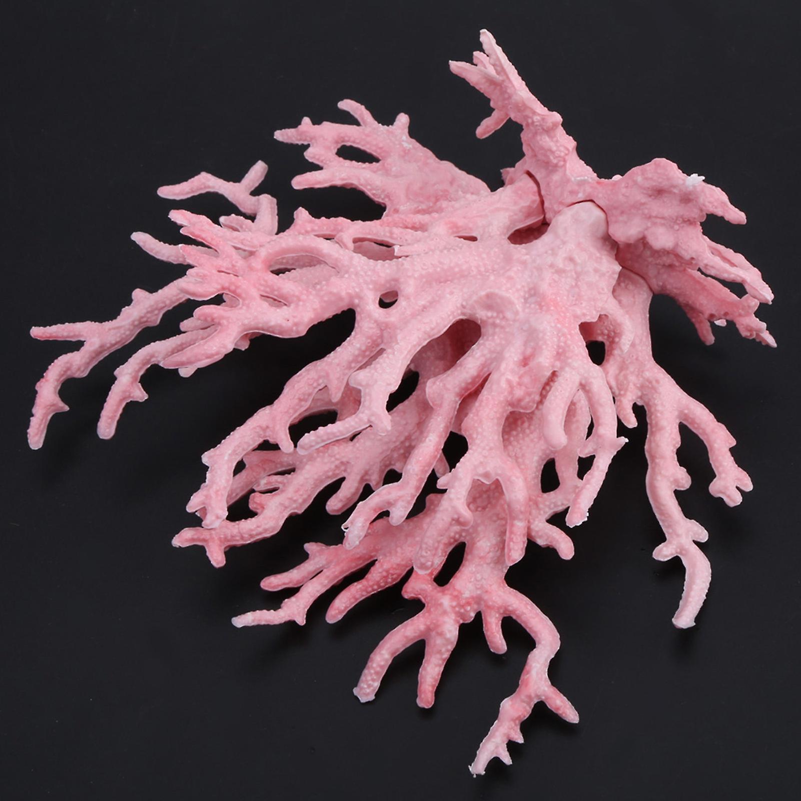 Plastic Vivid Artificial Coral Plant Ornament For Aquarium Underwater Fish Tank Pink Smart