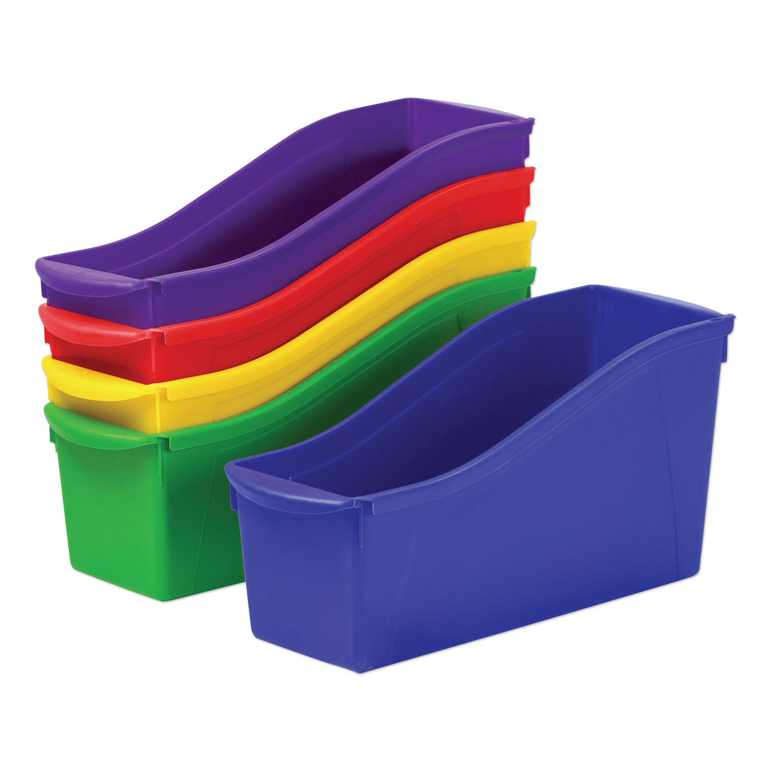 Interlocking Book Bins with Clear Label Pouches by Storex STX70105U06C