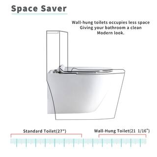 Casta Diva One-Piece Wall Hung Toilet 0.81.6 GPF Dual Flush Elongated Toilet with Soft Closing Toilet Seat in White CD-WT02