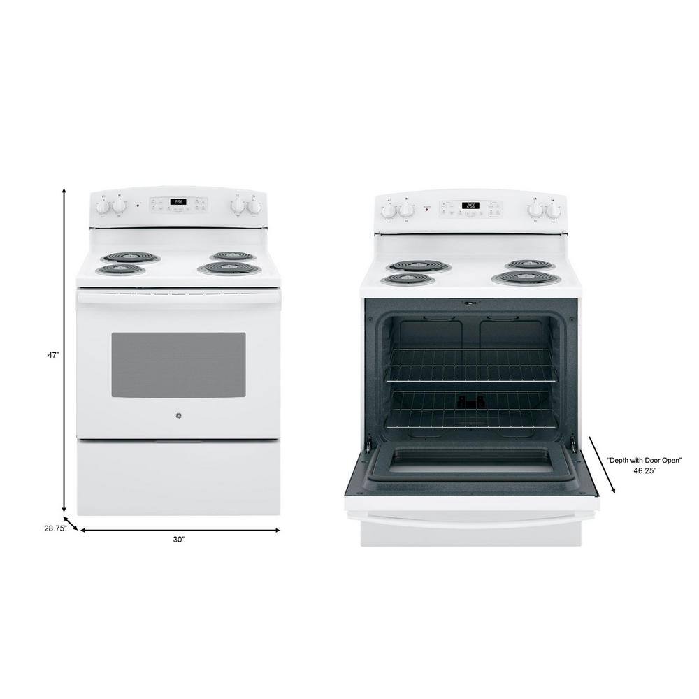 GE 30 in. 5.0 cu. ft. Freestanding Electric Range in White JB256DMWW