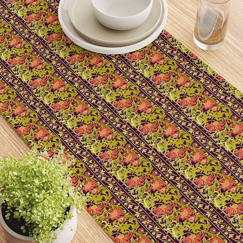 Table Runner， 100% Cotton， 16x90， Floral 6