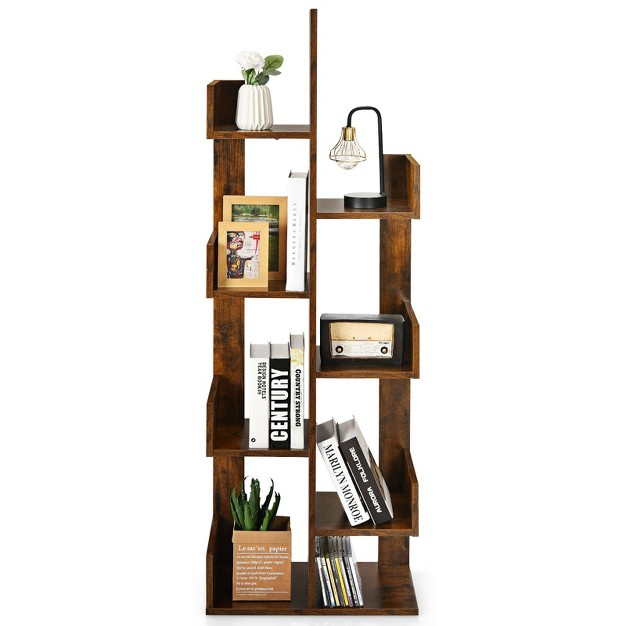 Tangkula 8 tier Modern Bookshelf Anti fall Tree Bookcase Storage Rack Suitable For Home amp Office Brown white black