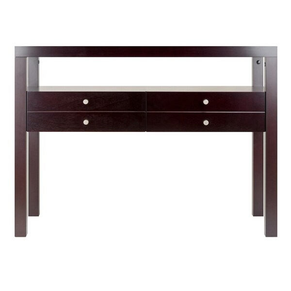 Wood Copenhagen Console Table， 2-Drawers， Espresso Finish