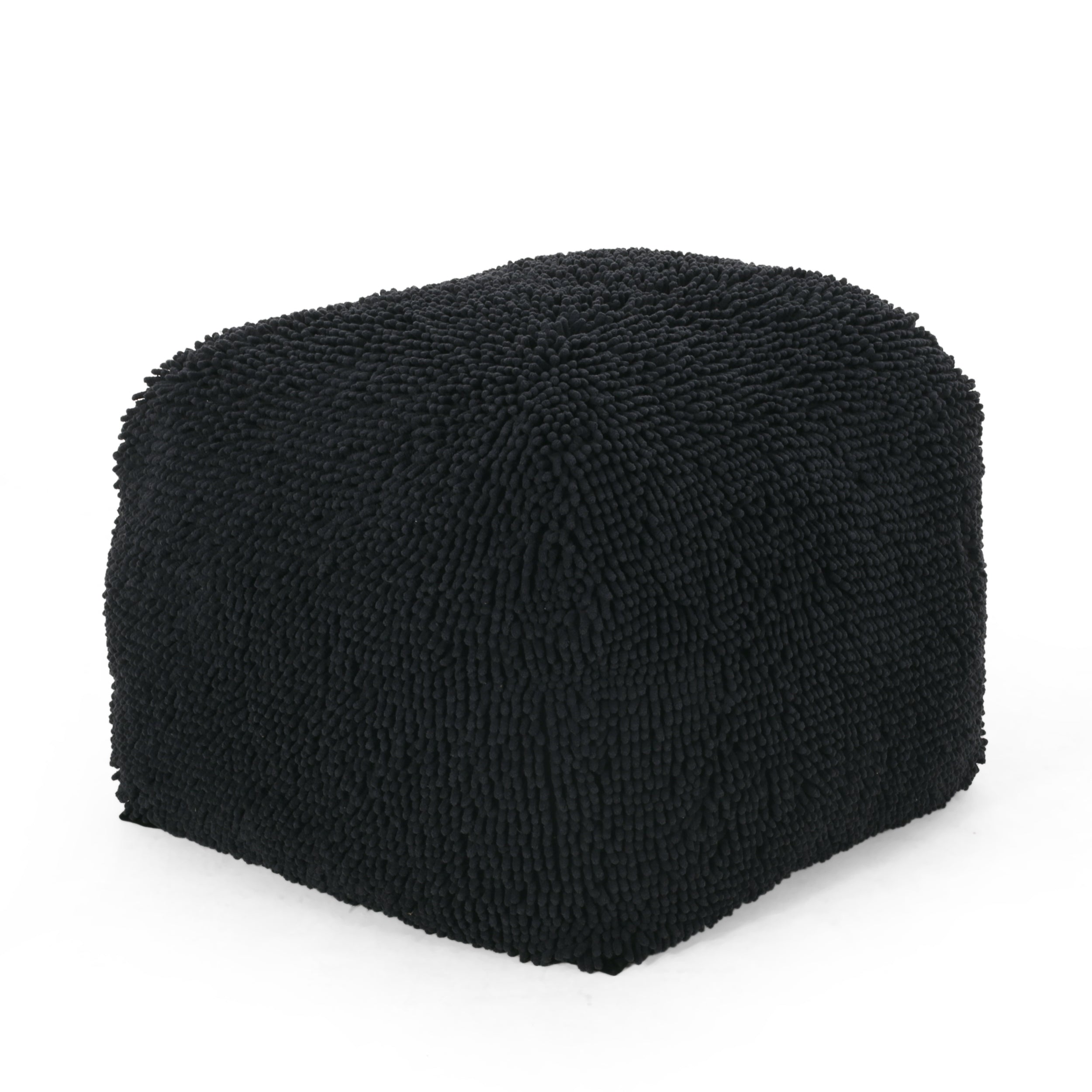 Statham Modern Microfiber Chenille Square Pouf