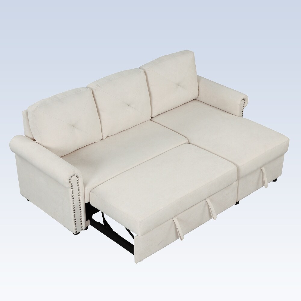 Modern Sleeper Sofa Bed Convertible Sectional Couch with Storage