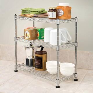 Seville Classics 17.5 in. W 3-Tier Steel Wire Shelving Unit in Silver WEB911