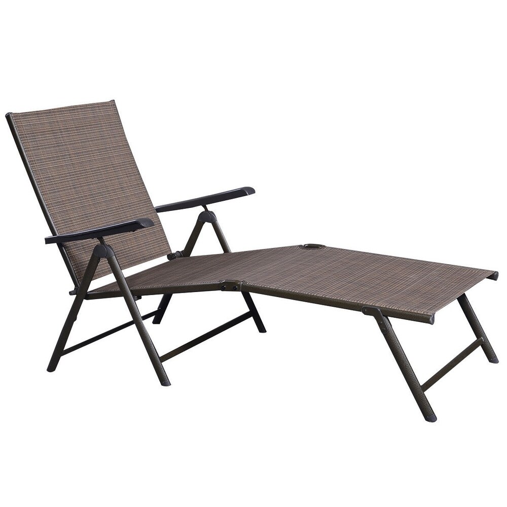 Outdoor Adjustable Chaise Lounge Chair   Tan   80\