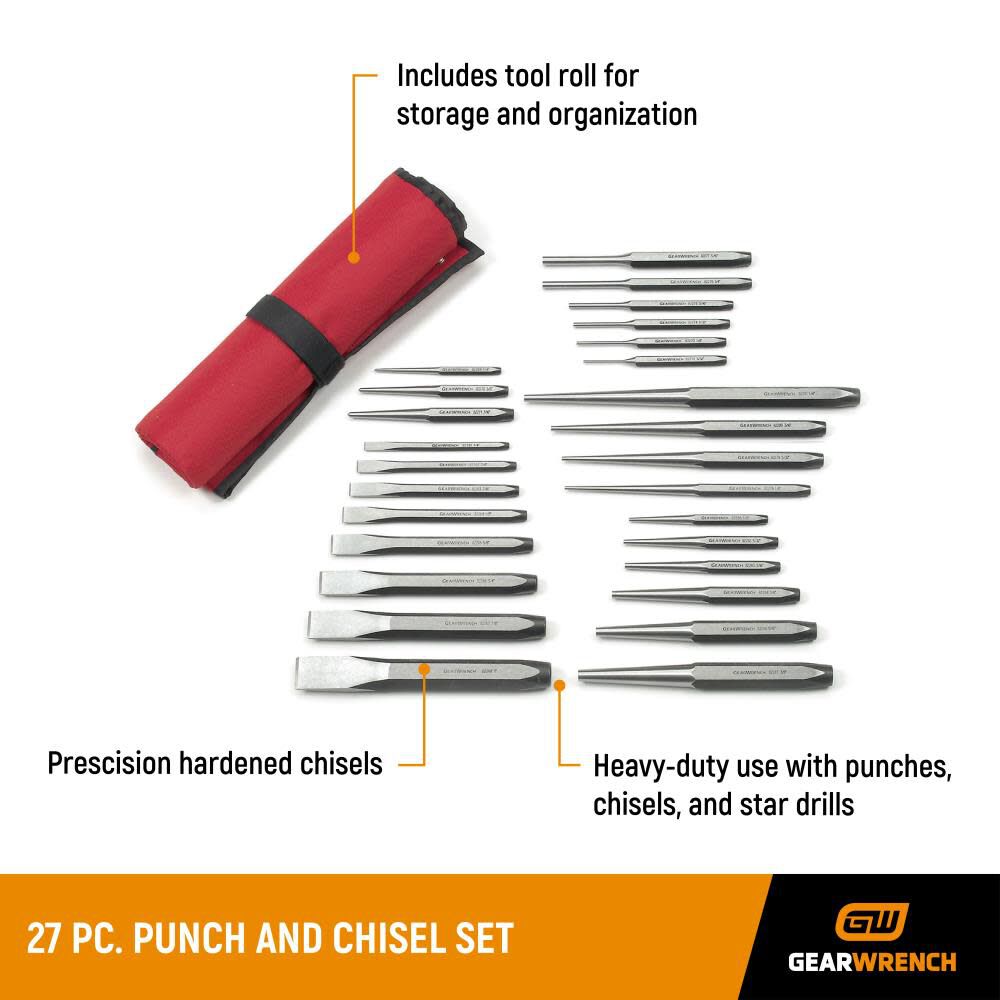 GEARWRENCH Punch and Chisel Set 27 pc. 82306 from GEARWRENCH