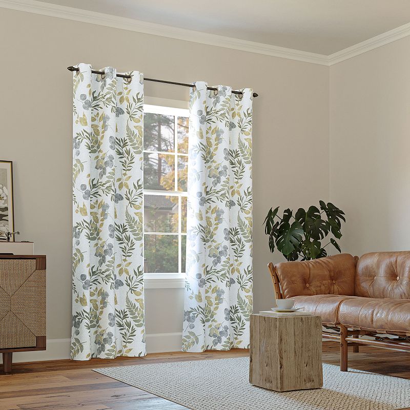 Sun Zero Remi Floral Leaf Print Blackout Grommet Curtain Panel