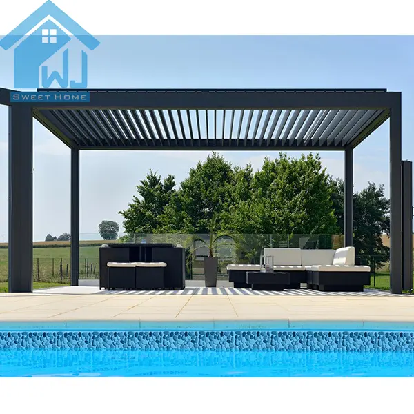 waterproof garden bioclimatic 3m*4m aluminum pergola with led light china factory price modern design luxury motorized automatic