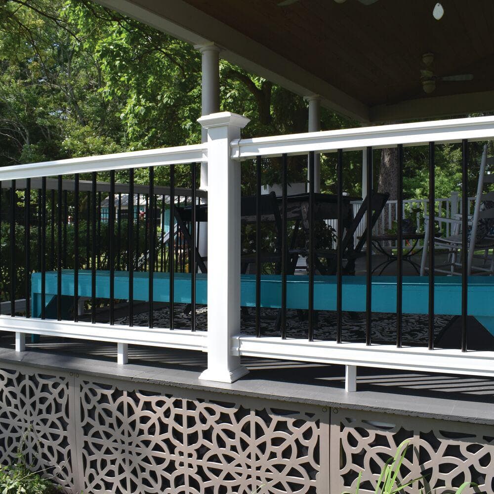 Barrette Outdoor Living Bella Premier Series 10 ft. x 36 in. White Vinyl Rail Kit with Black Aluminum Balusters 73013178