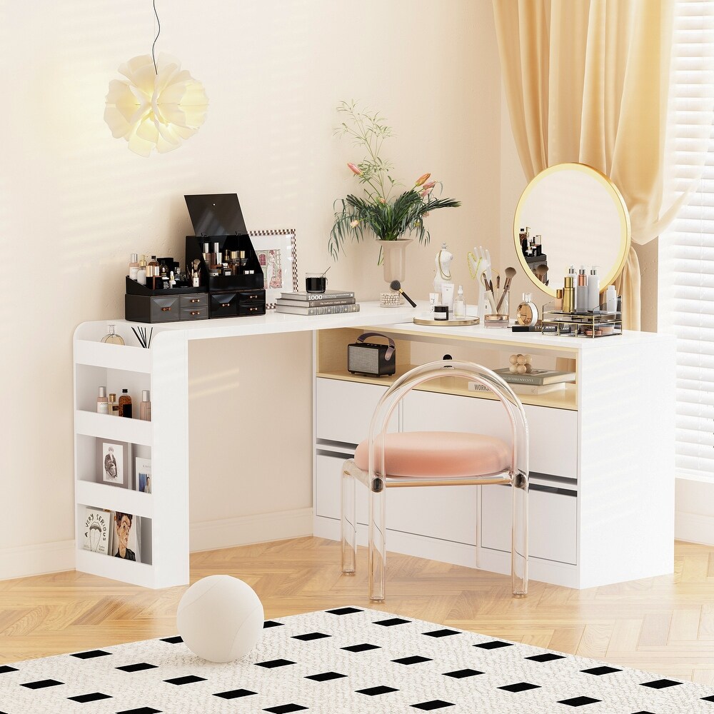 4 Drawer Desk Vanity Sideboard Bedroom Dresser Chest Of Drawers White