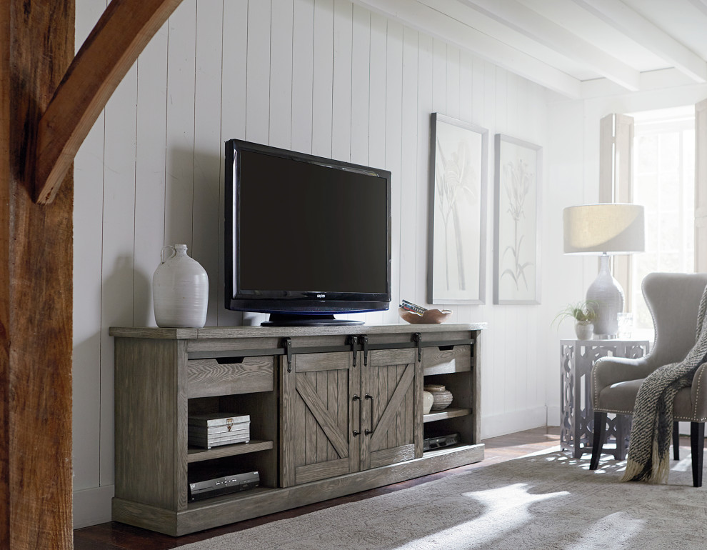 Avondale 80 quotTV Console Barn Door Entertainment   Farmhouse   Entertainment Centers And Tv Stands   by Martin Furniture  Houzz