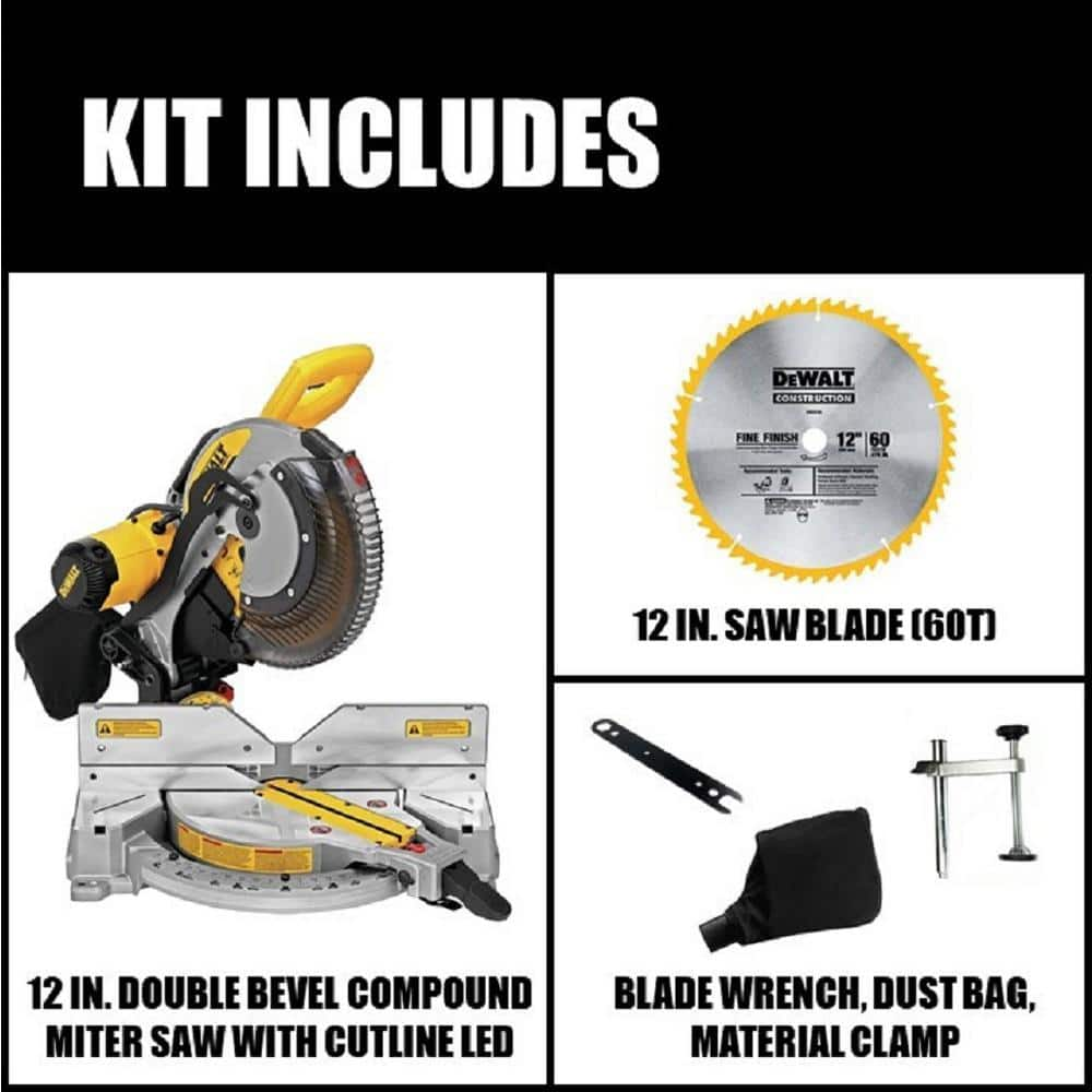 DEWALT DWS716XPS 15 Amp Corded 12 in. Double-Bevel Compound Miter Saw with Cutline LED