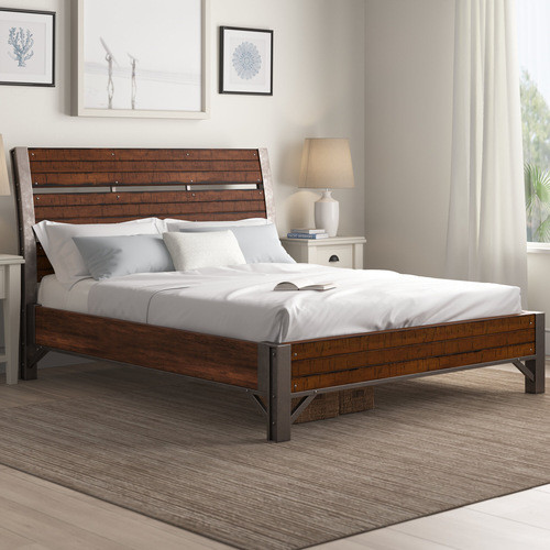 Industrial Design Platform Bed 1pc Eastern King Si...