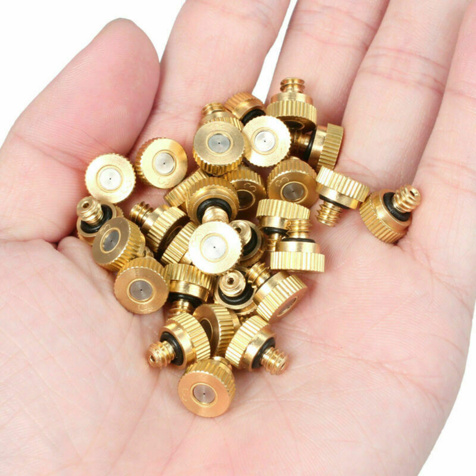 20 Pack Brass Misting Nozzles Replacement Heads for Garden Patio Lawn Landscaping and Outdoor Cooling Mister .1mm