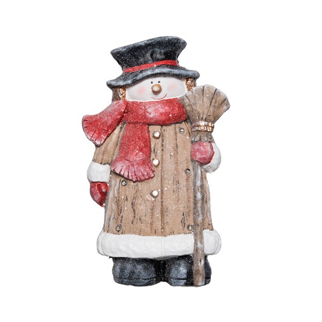 Transpac Resin 15 25 In Multicolor Christmas Light Up Wood Plank Snowman Decor