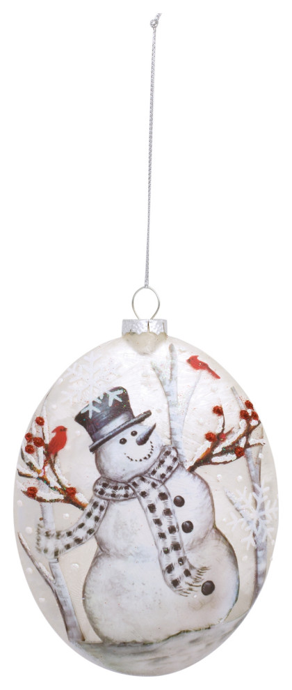 Snowman Disc Ornament (Set Of 6) 5 quotD Glass   Transitional   Christmas Ornaments   by Kolibri Decor  Houzz