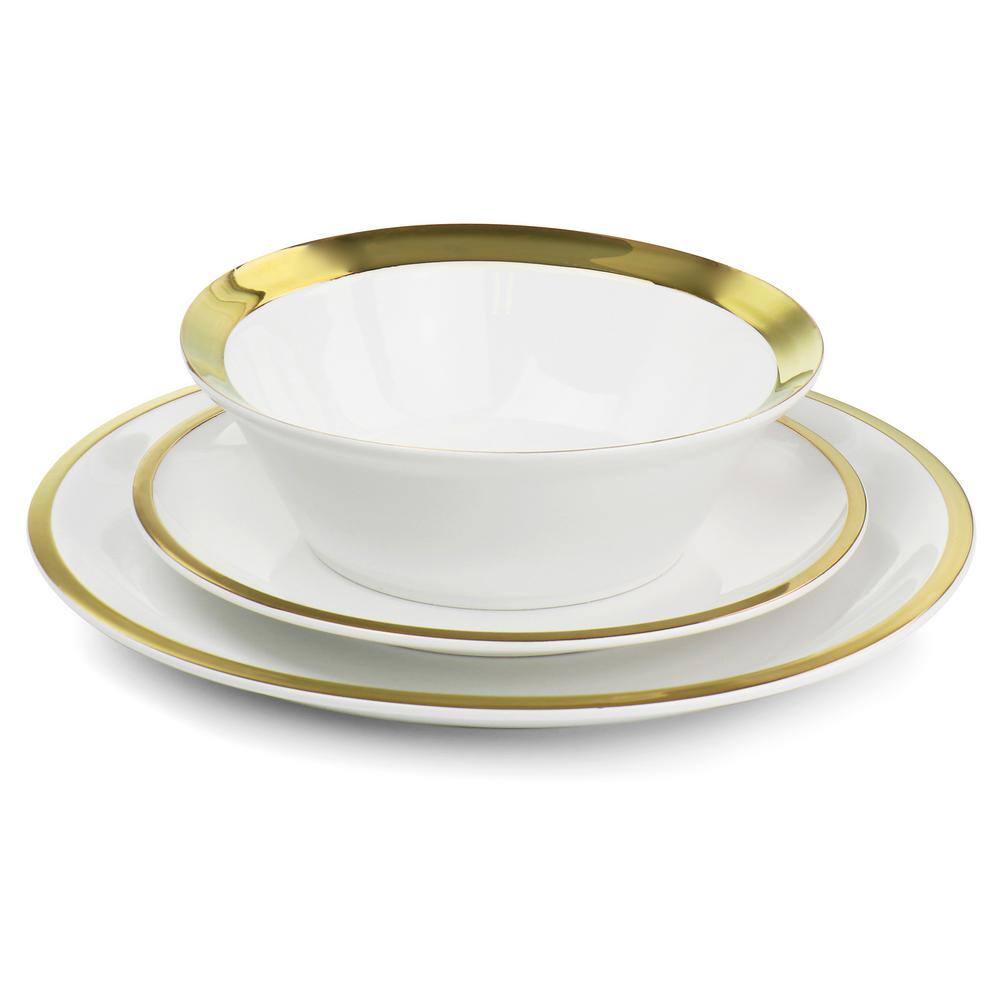 GIBSON HOME Premier Gold Fine Ceramic 12-Piece Dinnerware Set 985116525M