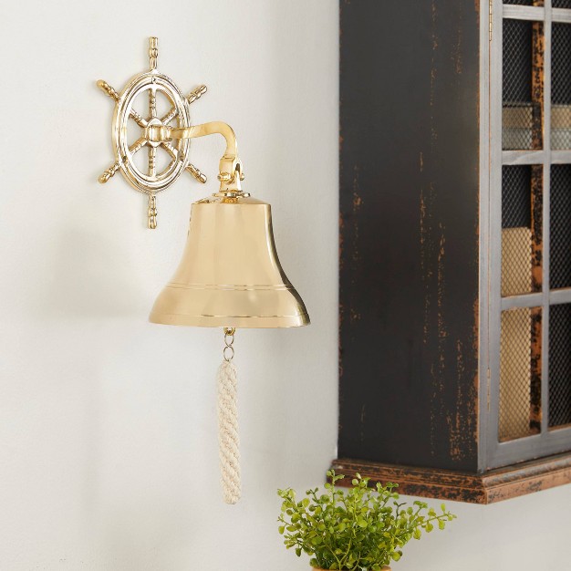 Brass Bell Wall Decor With Ship Wheel Backing Olivia amp May