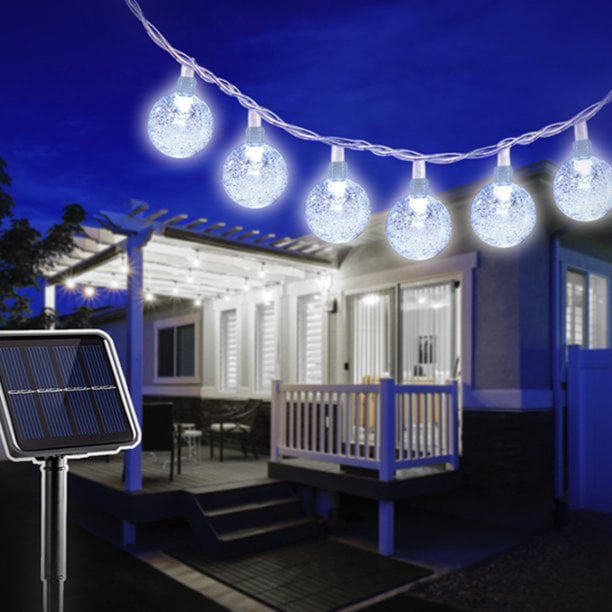 YEOLEH Solar String Lights,22Ft 40LED Waterproof Christmas Fairy Lights with 8 Modes for Gazebo Patio Trees Party Deco,White