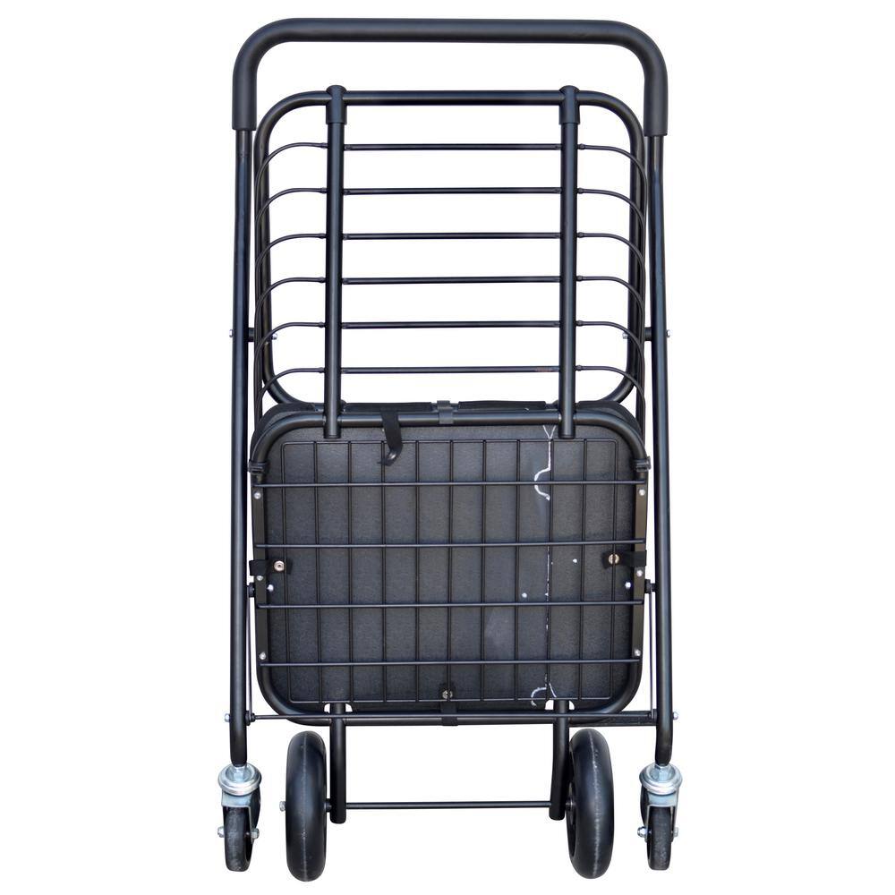 MW Heavy-Duty Steel Shopping Cart with Accessory Basket in Black SC38