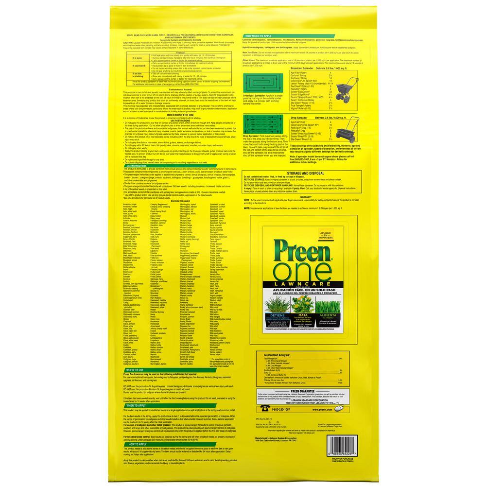 Preen 36 lbs.  One Lawncare Covers 10000 sq. ft. (24-0-6) 2164227