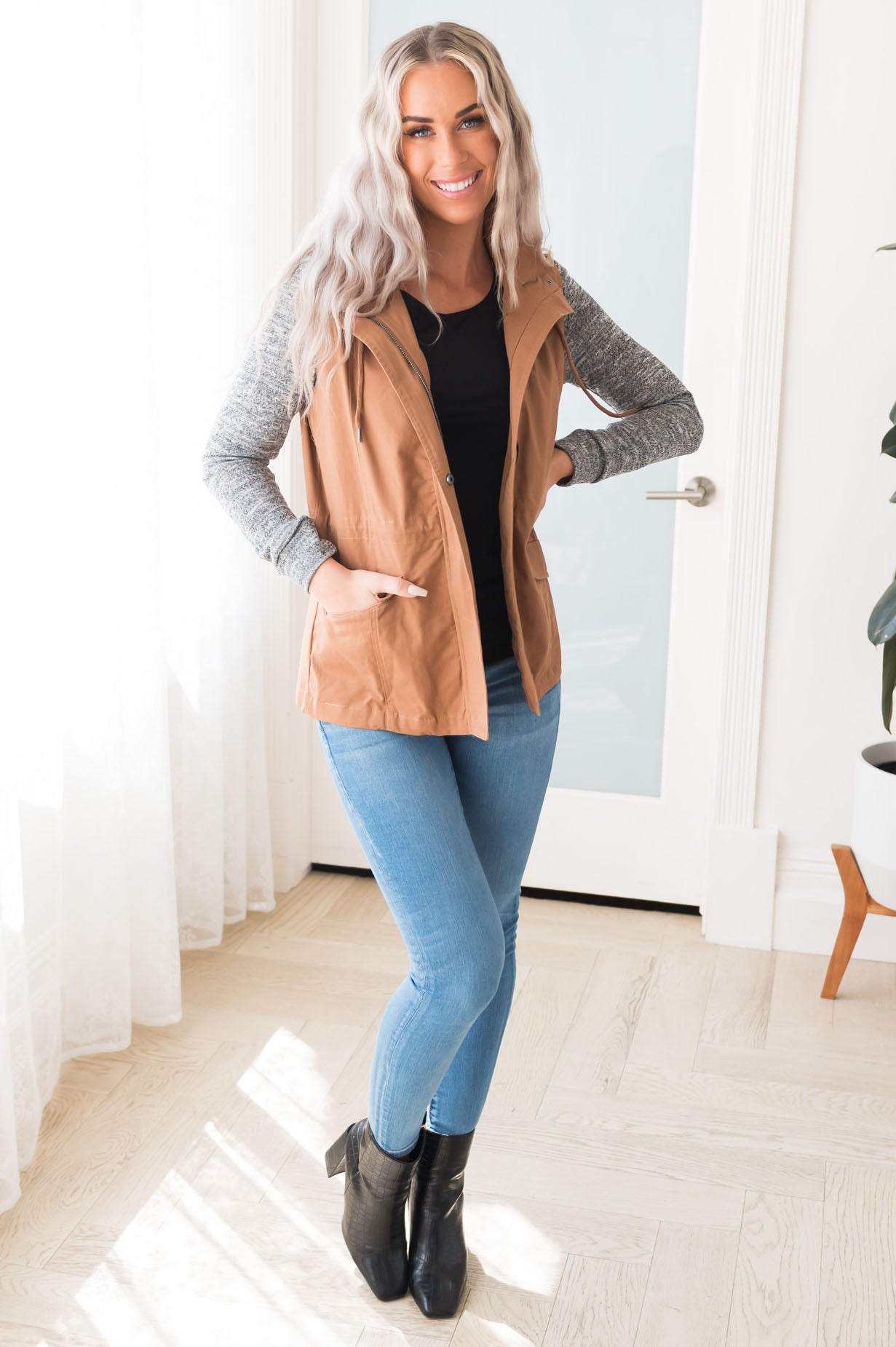 Bring on Fall Modest Light Weight Zip-Up Hoodie