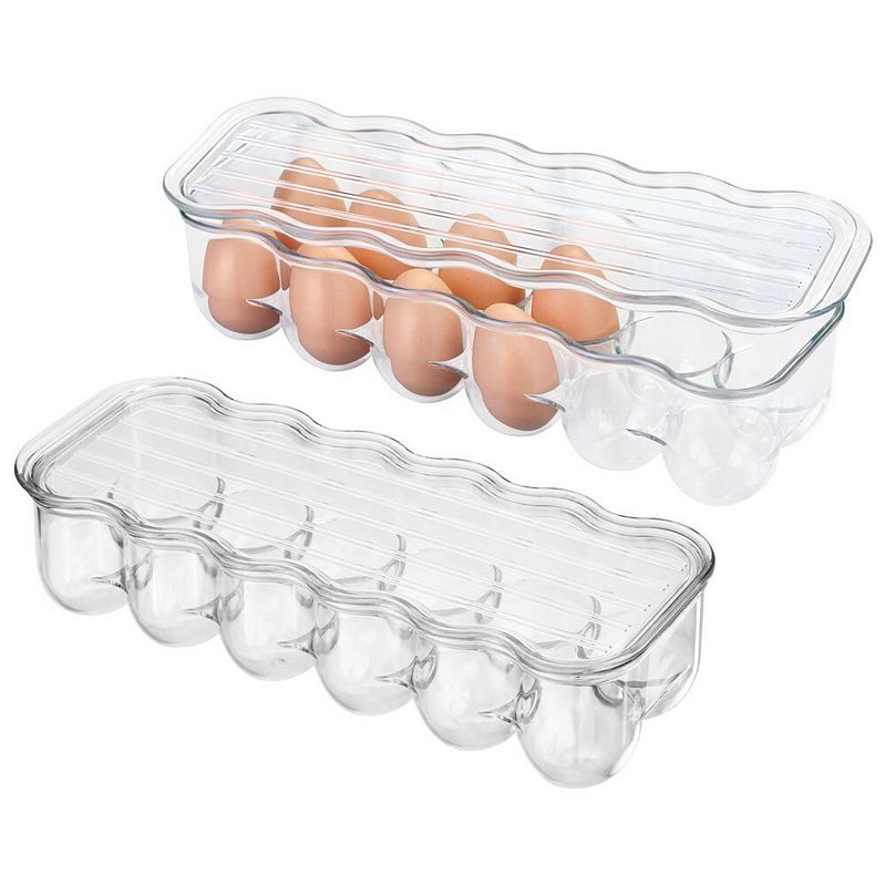 mDesign Egg Storage Tray Holder for Refrigerator， 24 Eggs， 2 Pack