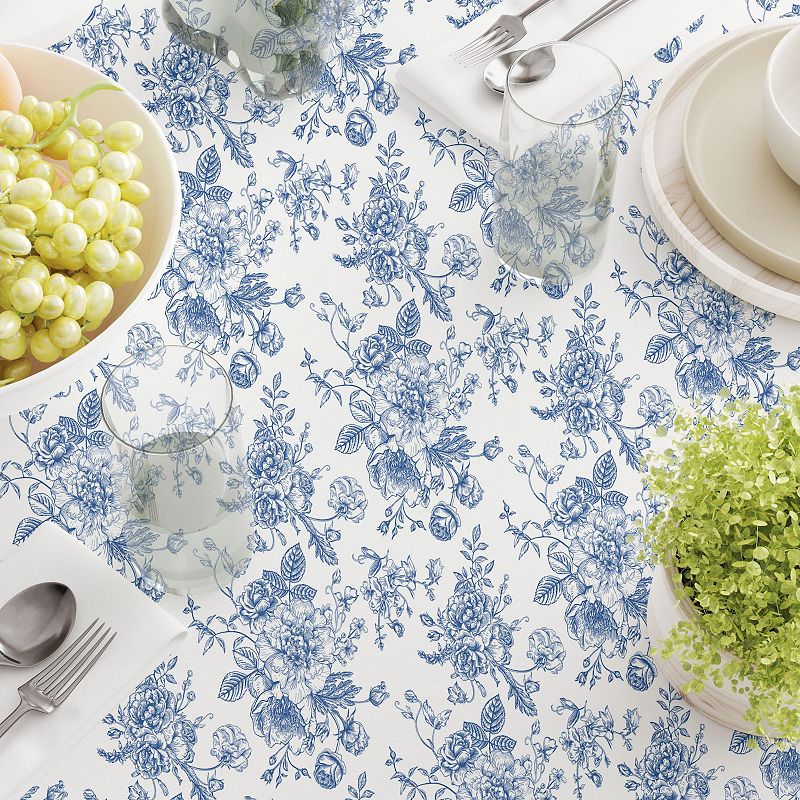 Square Tablecloth， 100% Cotton， 60x60， Bouquet of Blue Flowers