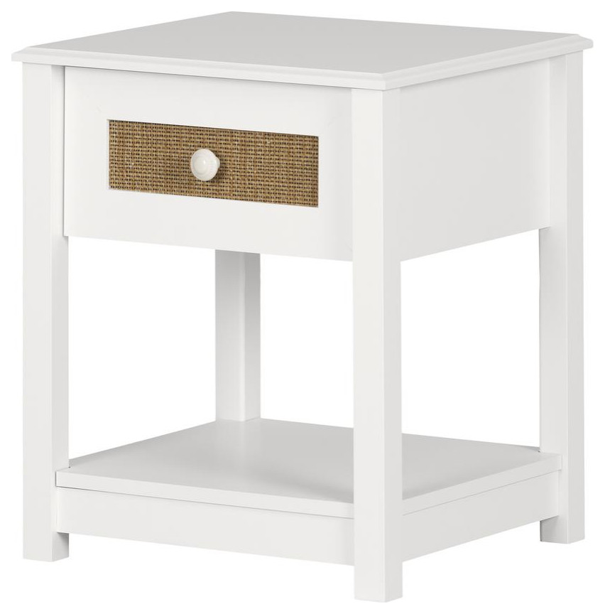 Balka End Table  White and Faux Printed Rattan   Tropical   Side Tables And End Tables   by BisonOffice  Houzz