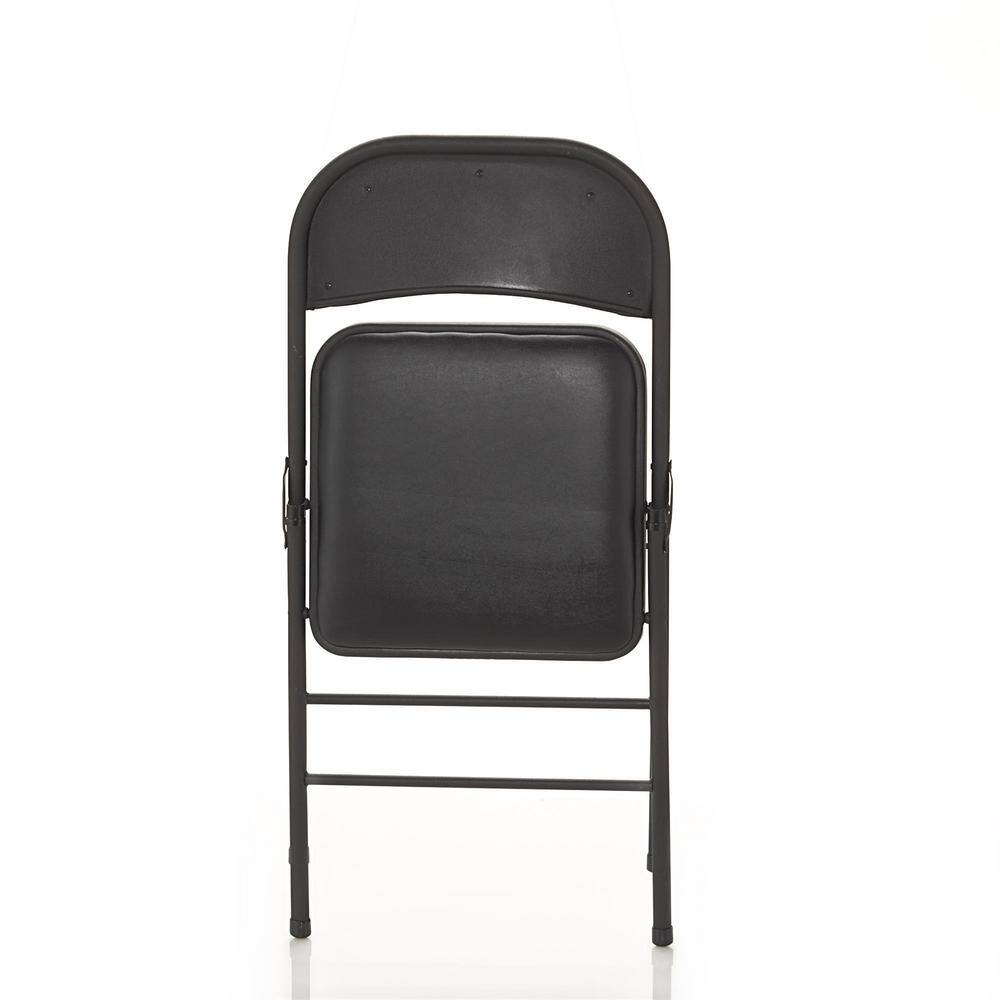 Cosco Black Vinyl Padded Seat Stackable Folding Chair (Set of 4) 14993BLK4E