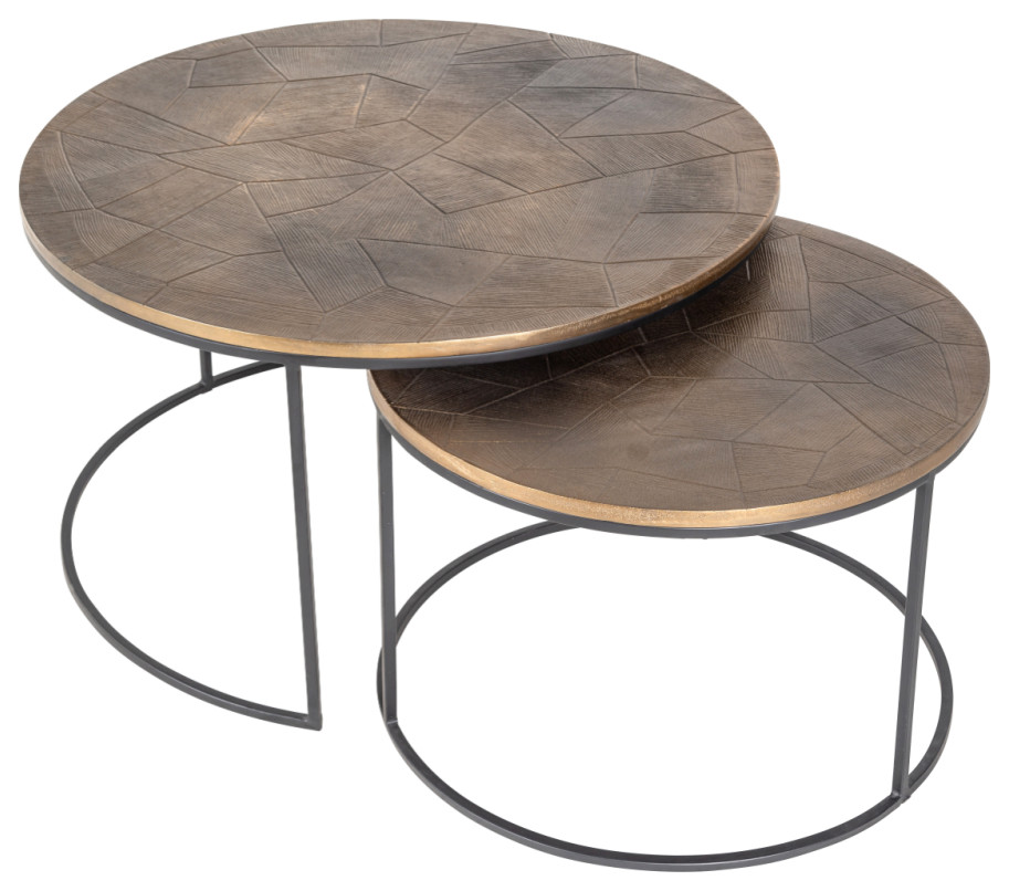 Round Gold Nested Coffee Tables (2)  OROA Tulum   Industrial   Coffee Table Sets   by Oroa   Distinctive Furniture  Houzz