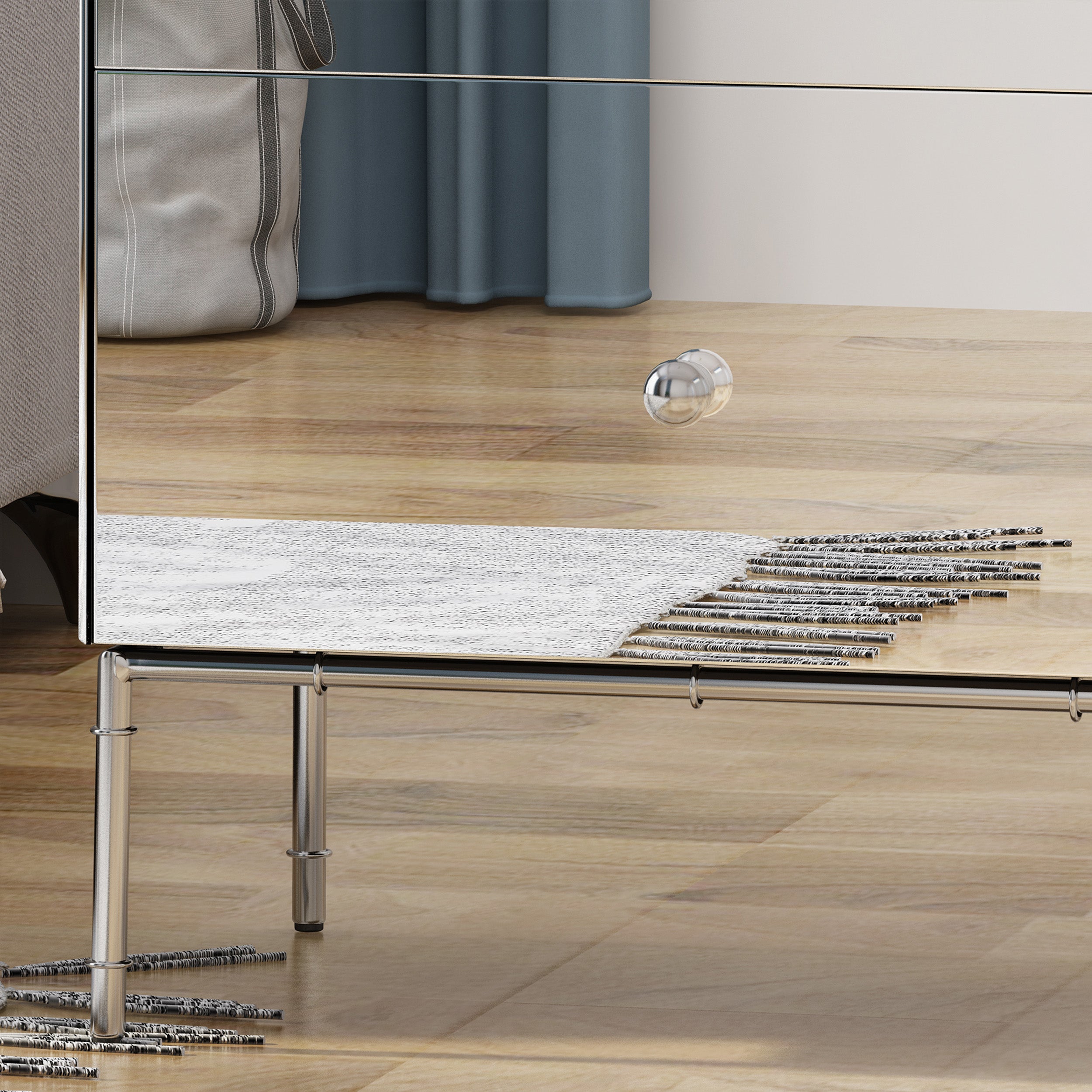 Eternis Modern Mirrored Two Drawer Cabinet