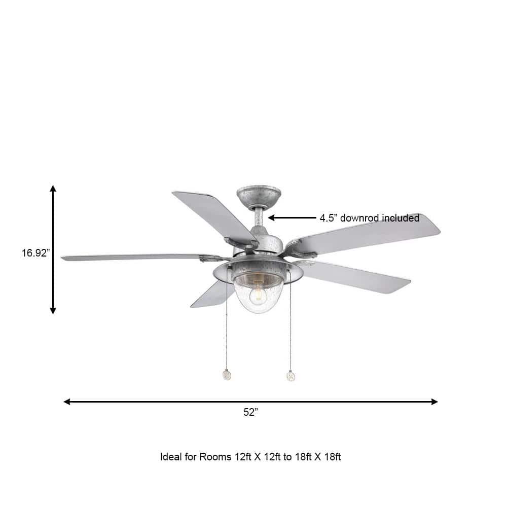 Home Decorators Collection Hanahan 52 in LED Outdoor Galvanized Ceiling Fan with Light Kit