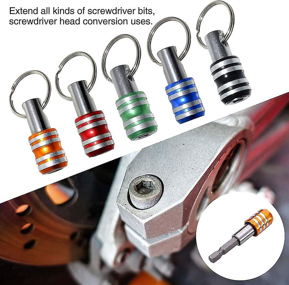 Botao Pohove 5pcs 1/4inch Hex Shank Screwdriver Bits Holder，extension Bar Drill Screw Adapter With Keychain，non Slip Hex Shank Quick Release Keychain