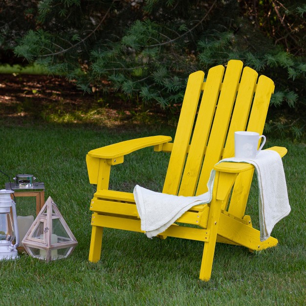 Yellow Classic Folding Wooden Adirondack Chair