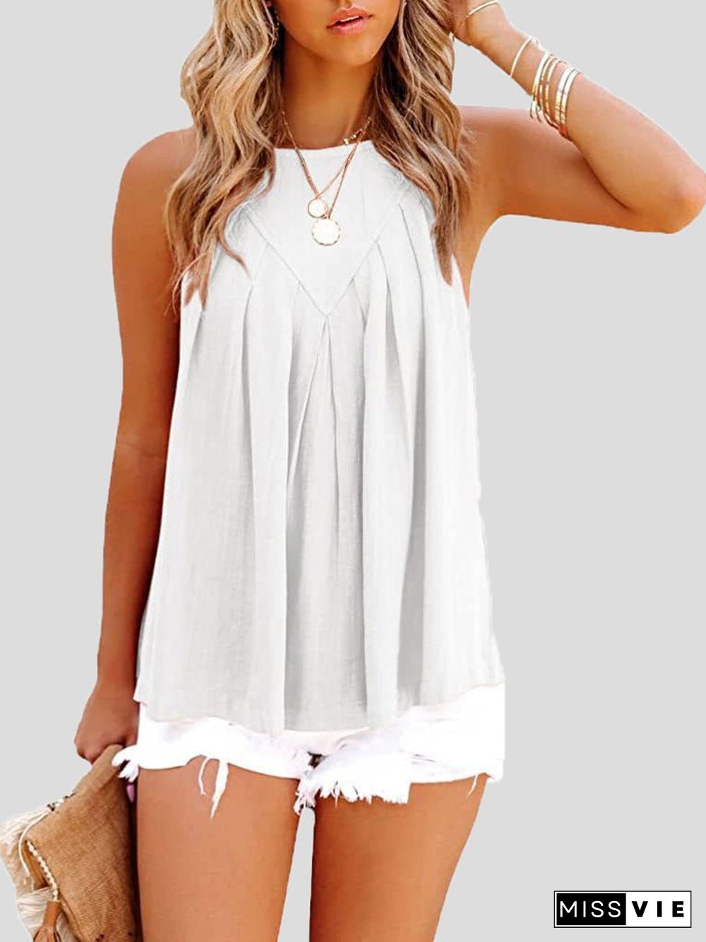 Women'S Tank Tops Casual Solid Halter Sleeveless Tank Top