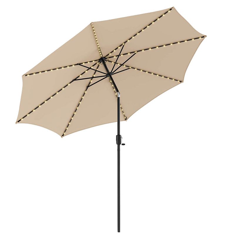 10 Feet Patio Offset Umbrella with 112 Solar-Powered LED Lights