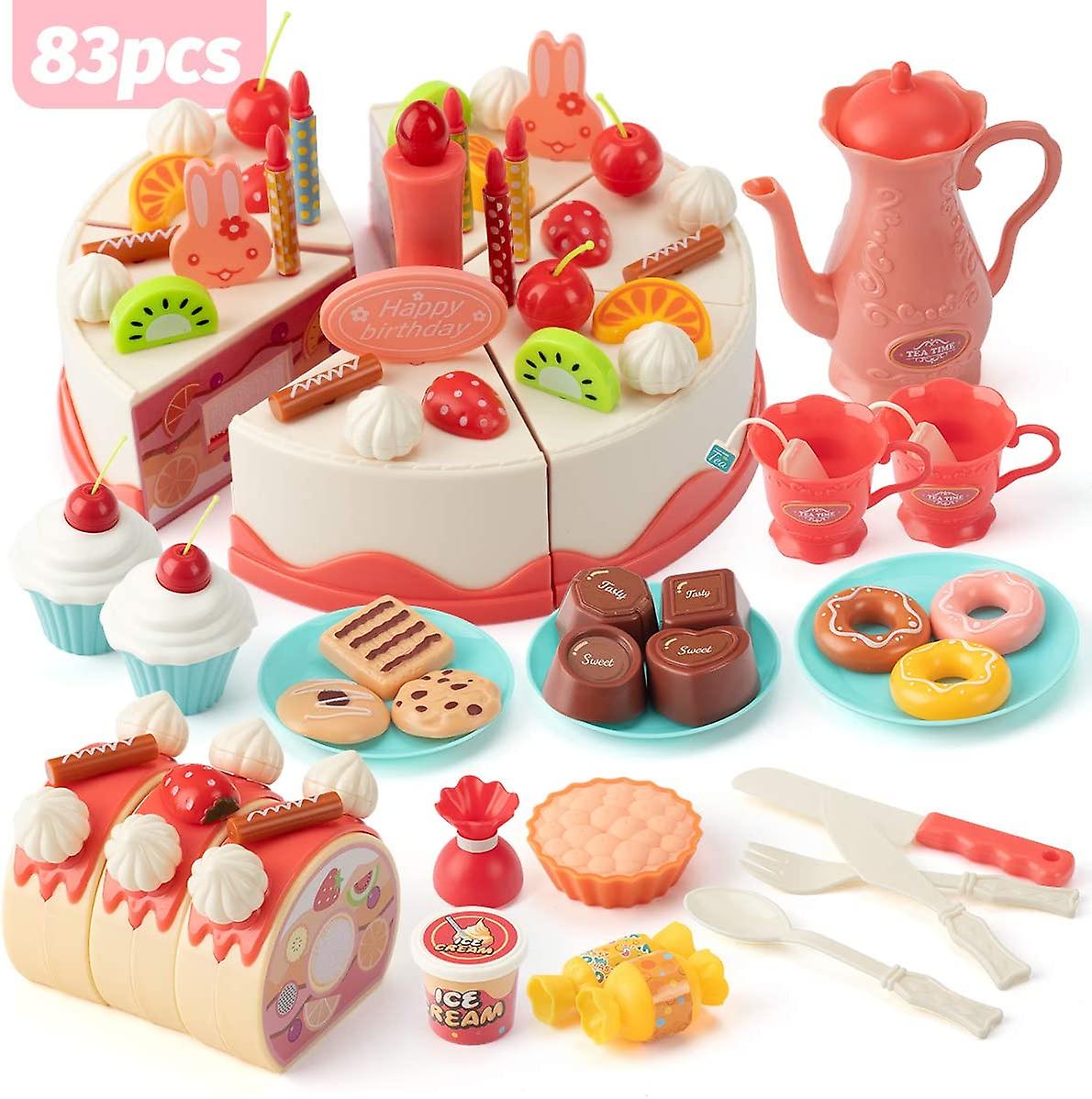 Cake Toy Food Set， 83 Pcs Cutting And Decorating Birthday Cake Pretend Toys Role Play Food Sets For Children Kids， Educational Learning Kitchen Playse